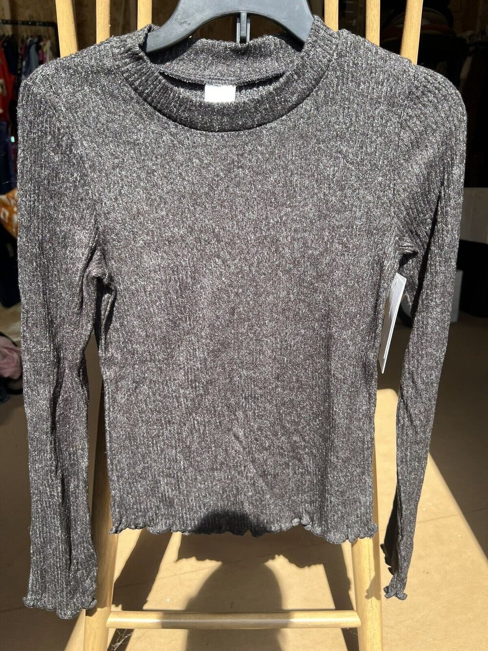 Nordstrom Girl’s Cozy Mock Neck Top in Black Heather- Medium 8/10